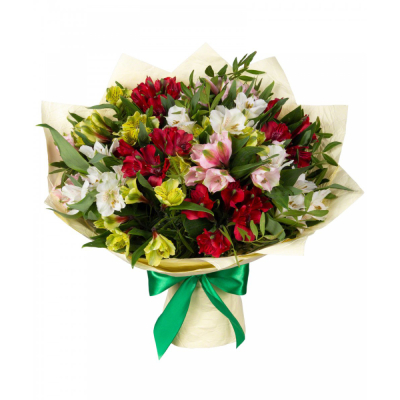 Букет «Теплые чувства» – разноцветные альстромерии с нежным посылом Ижевск Удмуртская Республика