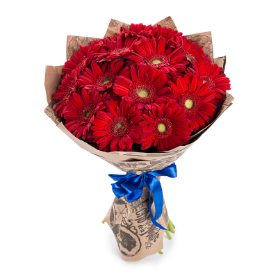 Яркий букет из 15 красных гербер – воплощение страсти и жизнерадостности Ижевск Удмуртская Республика
