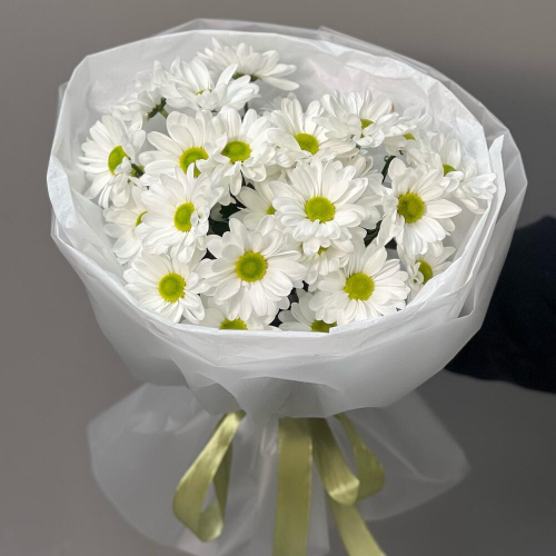 Букет «Ромашковый» – нежные белые хризантемы в деревенском стиле Ижевск Удмуртская Республика