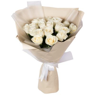 Букет «Эйфория» из 19 белых роз — символ чистой светлой любви Ижевск Удмуртская Республика