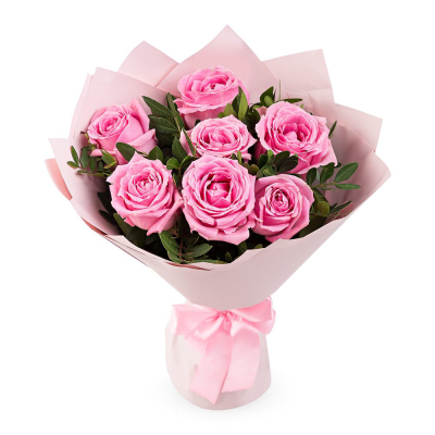 Букет из розовых роз с фисташкой – нежность в каждом лепестке Ижевск Удмуртская Республика