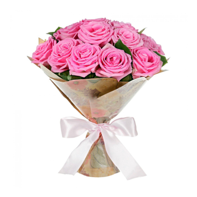 Букет из розовых роз с рускусом – нежность в каждом лепестке Ижевск Удмуртская Республика