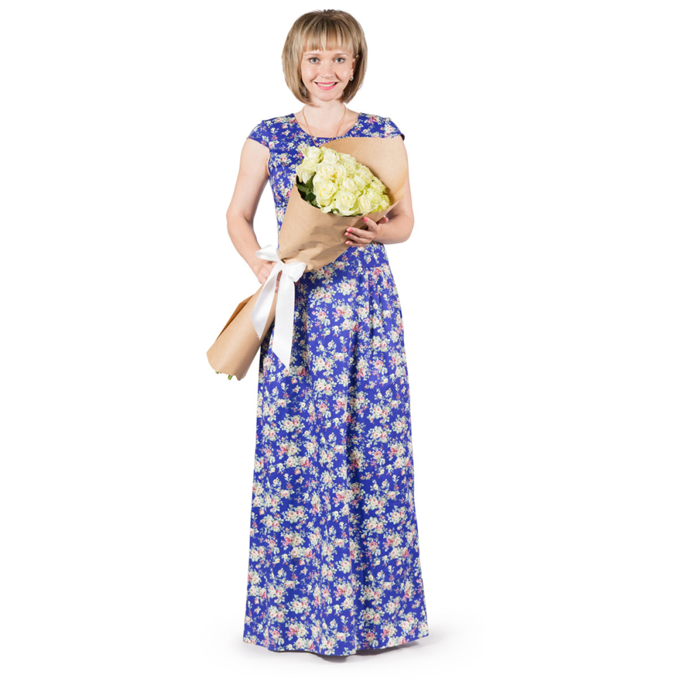 Букет из 21 белой розы в крафте