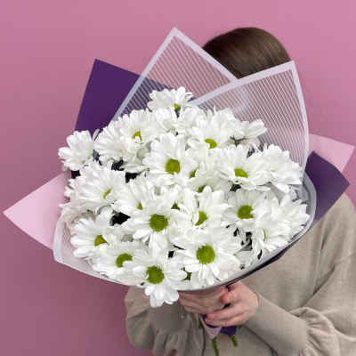 Букет «Весеннее настроение» – свежесть белых хризантем Ижевск Удмуртская Республика