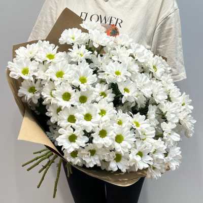 Букет «Летняя свежесть» – дыхание лета в белых хризантемах Ижевск Удмуртская Республика
