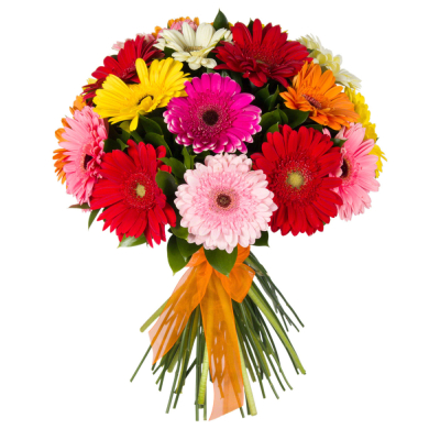 Букет «Мамба» – взрыв красок из оранжевых, лиловых и розовых гербер Ижевск Удмуртская Республика