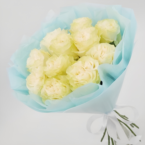 Букет «Кружевное облачко» – 11 белоснежных роз в нежной упаковке Ижевск Удмуртская Республика