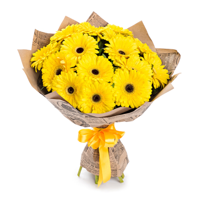 Пышный букет из 15 жёлтых гербер – как луч солнца в ваших руках Ижевск Удмуртская Республика