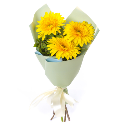 Яркий букет из 3 жёлтых гербер – частичка солнечного света Ижевск Удмуртская Республика