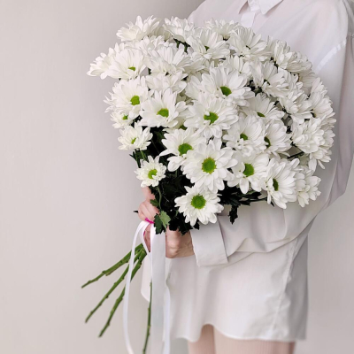 Букет «Ромашка» – 9 белоснежных хризантем в деревенском стиле Ижевск Удмуртская Республика